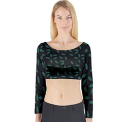 Copper Leaves Long Sleeve Crop Top by bloomingvinedesign