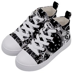 Clock Face 5 Kids  Mid-top Canvas Sneakers