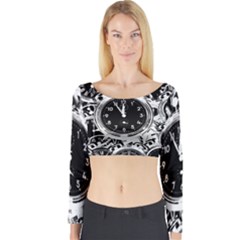 Clock Face 5 Long Sleeve Crop Top