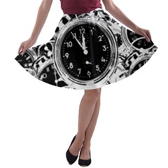 Clock Face 5 A-line Skater Skirt by impacteesstreetwearten