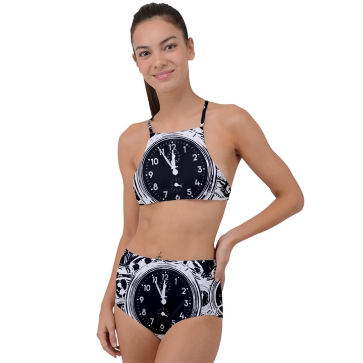 Clock Face 5 High Waist Tankini Set