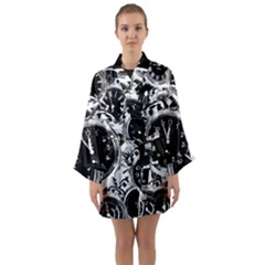 Clock Face 5 Long Sleeve Satin Kimono