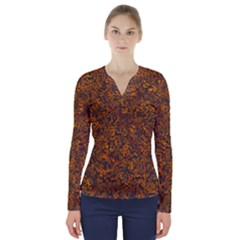 Rustic Fall Abstract Design     V-neck Long Sleeve Top by 1dsign