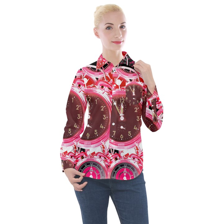 Clock Face 4 Women s Long Sleeve Pocket Shirt