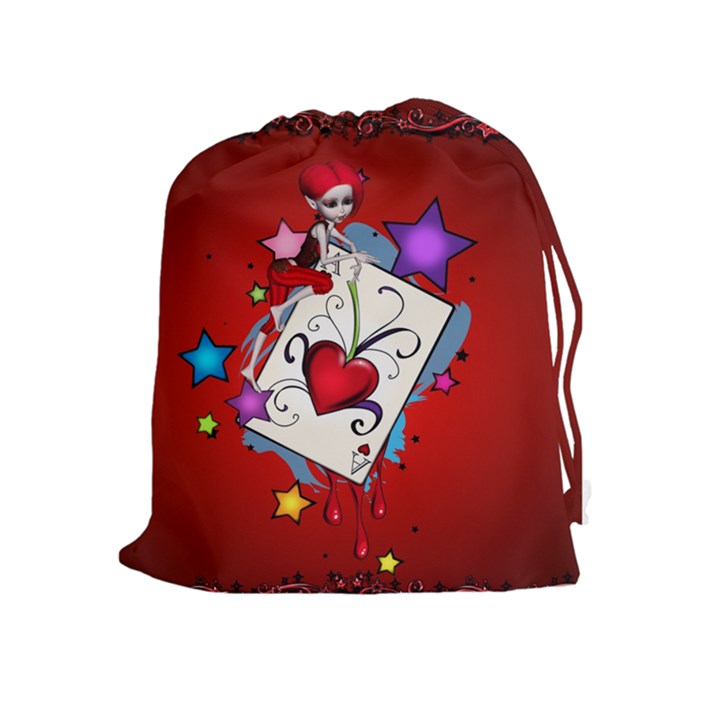 The Red Card Heart A With Fairy Drawstring Pouch (XL)