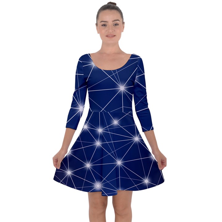 Network Technology Digital Quarter Sleeve Skater Dress