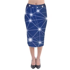 Network Technology Digital Velvet Midi Pencil Skirt