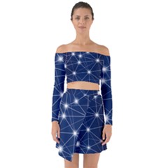 Network Technology Digital Off Shoulder Top With Skirt Set