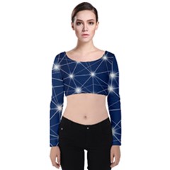 Network Technology Digital Velvet Long Sleeve Crop Top by HermanTelo