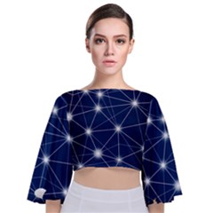 Network Technology Digital Tie Back Butterfly Sleeve Chiffon Top by HermanTelo