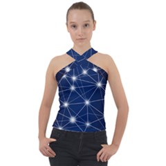 Network Technology Digital Cross Neck Velour Top by HermanTelo