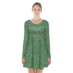 Network Communication Technology Long Sleeve Velvet V-neck Dress