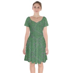 Network Communication Technology Short Sleeve Bardot Dress by Bajindul