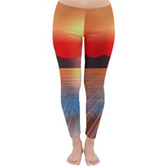 Sunset Water River Sea Sunrays Classic Winter Leggings