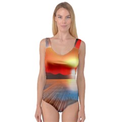 Sunset Water River Sea Sunrays Princess Tank Leotard  by Mariart