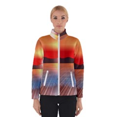 Sunset Water River Sea Sunrays Winter Jacket