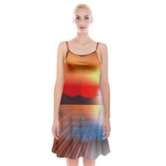 Sunset Water River Sea Sunrays Spaghetti Strap Velvet Dress by Mariart