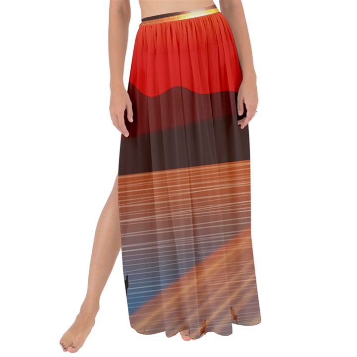 Sunset Water River Sea Sunrays Maxi Chiffon Tie-Up Sarong