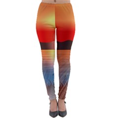 Sunset Water River Sea Sunrays Lightweight Velour Leggings