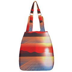 Sunset Water River Sea Sunrays Center Zip Backpack by Mariart