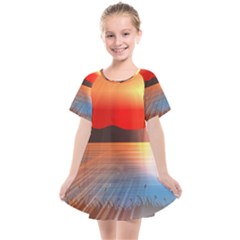 Sunset Water River Sea Sunrays Kids  Smock Dress by Mariart