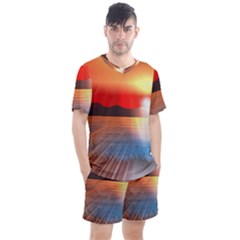 Sunset Water River Sea Sunrays Men s Mesh Tee And Shorts Set