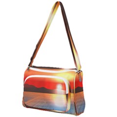 Sunset Water River Sea Sunrays Front Pocket Crossbody Bag