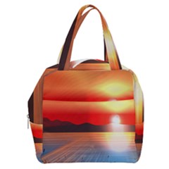 Sunset Water River Sea Sunrays Boxy Hand Bag