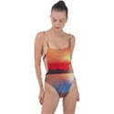 Sunset Water River Sea Sunrays Tie Strap One Piece Swimsuit View1