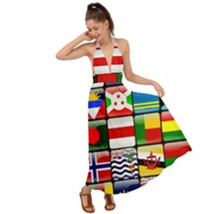 National Flags 1 Backless Maxi Beach Dress