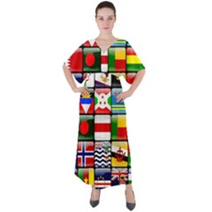 National Flags 1 V-neck Boho Style Maxi Dress