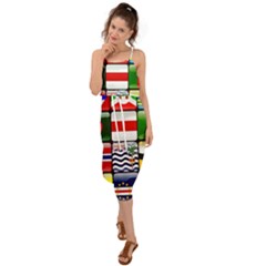 National Flags 1 Waist Tie Cover Up Chiffon Dress