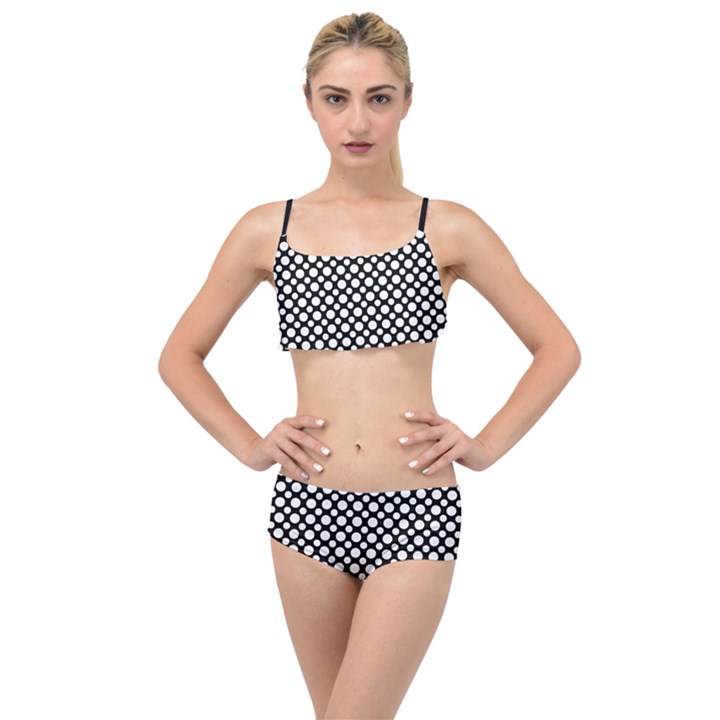 Dot Dots Dotted 2 Black Black Layered Top Bikini Set