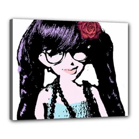 Girl With Flower Canvas 20  x 16  (Stretched)