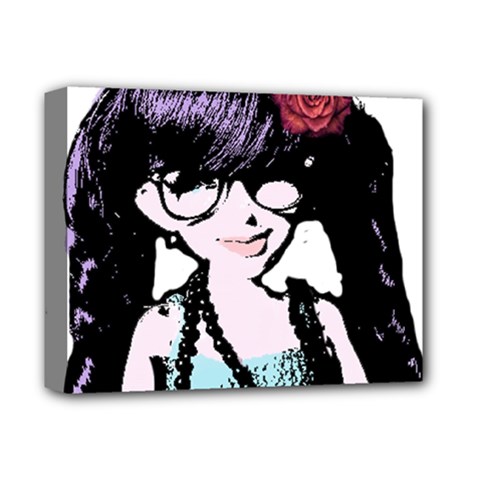 Girl With Flower Deluxe Canvas 14  x 11  (Stretched)