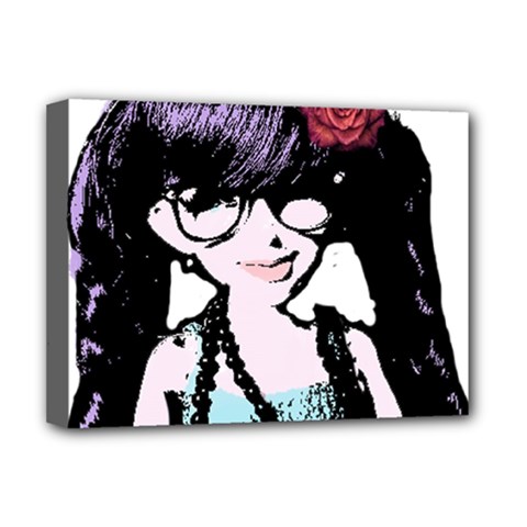 Girl With Flower Deluxe Canvas 16  x 12  (Stretched) 