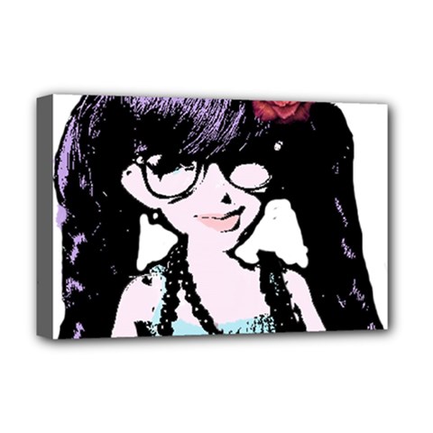 Girl With Flower Deluxe Canvas 18  x 12  (Stretched)