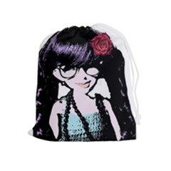 Girl With Flower Drawstring Pouch (XL)