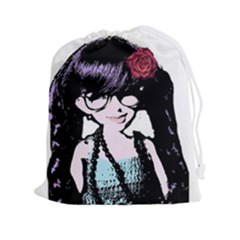 Girl With Flower Drawstring Pouch (XXL)