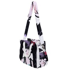 Girl With Flower Rope Handles Shoulder Strap Bag