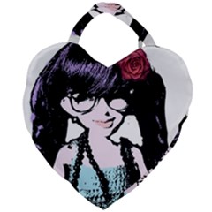 Girl With Flower Giant Heart Shaped Tote