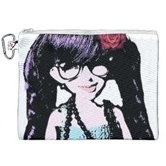 Girl With Flower Canvas Cosmetic Bag (XXL)