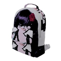 Girl With Flower Flap Pocket Backpack (Large)