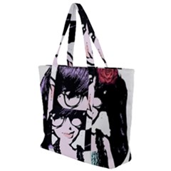 Girl With Flower Zip Up Canvas Bag