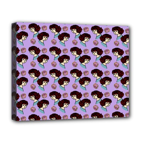 Redhead Girl Pattern Lilac Deluxe Canvas 20  X 16  (stretched) by snowwhitegirl