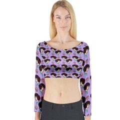 Redhead Girl Pattern Lilac Long Sleeve Crop Top by snowwhitegirl