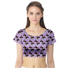 Redhead Girl Pattern Lilac Short Sleeve Crop Top by snowwhitegirl