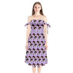 Redhead Girl Pattern Lilac Shoulder Tie Bardot Midi Dress by snowwhitegirl