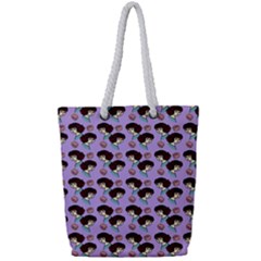 Redhead Girl Pattern Lilac Full Print Rope Handle Tote (small) by snowwhitegirl