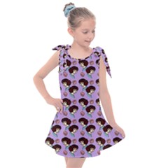 Redhead Girl Pattern Lilac Kids  Tie Up Tunic Dress by snowwhitegirl